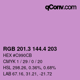 カラーコード: RGB 201.3 144.4 203 | qconv.com