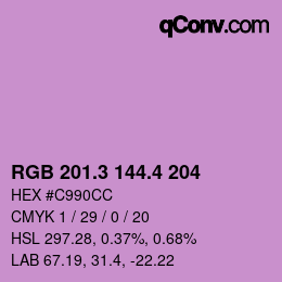カラーコード: RGB 201.3 144.4 204 | qconv.com
