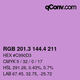 カラーコード: RGB 201.3 144.4 211 | qconv.com