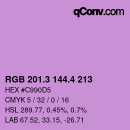 カラーコード: RGB 201.3 144.4 213 | qconv.com