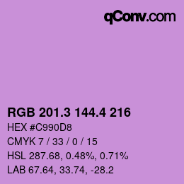 カラーコード: RGB 201.3 144.4 216 | qconv.com