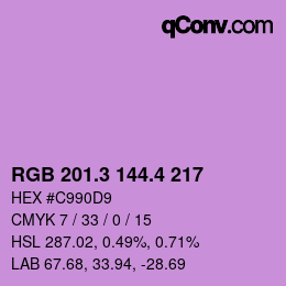カラーコード: RGB 201.3 144.4 217 | qconv.com