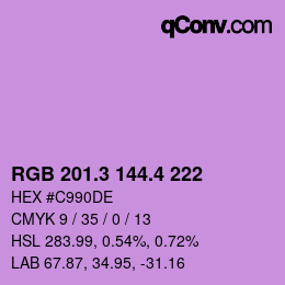 カラーコード: RGB 201.3 144.4 222 | qconv.com