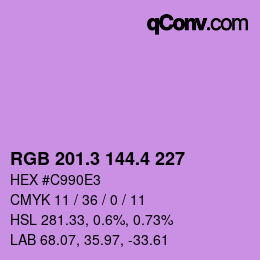 カラーコード: RGB 201.3 144.4 227 | qconv.com