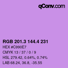 カラーコード: RGB 201.3 144.4 231 | qconv.com