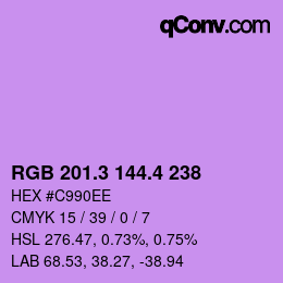 カラーコード: RGB 201.3 144.4 238 | qconv.com