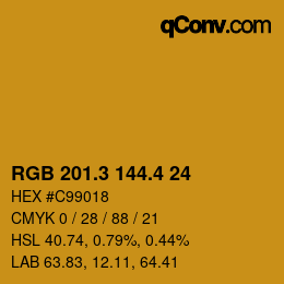 カラーコード: RGB 201.3 144.4 24 | qconv.com