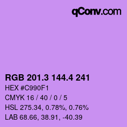 カラーコード: RGB 201.3 144.4 241 | qconv.com