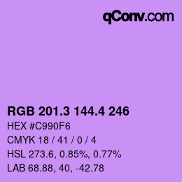 カラーコード: RGB 201.3 144.4 246 | qconv.com