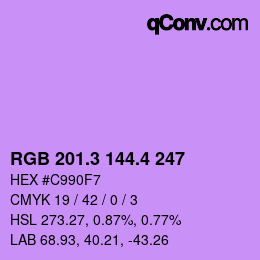 カラーコード: RGB 201.3 144.4 247 | qconv.com