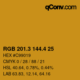 カラーコード: RGB 201.3 144.4 25 | qconv.com
