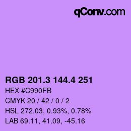 カラーコード: RGB 201.3 144.4 251 | qconv.com