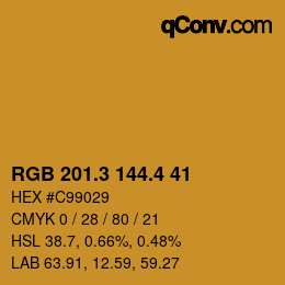 カラーコード: RGB 201.3 144.4 41 | qconv.com