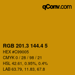 カラーコード: RGB 201.3 144.4 5 | qconv.com