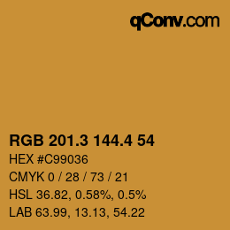 カラーコード: RGB 201.3 144.4 54 | qconv.com