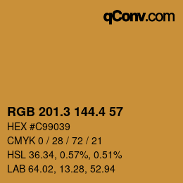 カラーコード: RGB 201.3 144.4 57 | qconv.com
