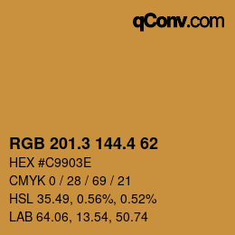 カラーコード: RGB 201.3 144.4 62 | qconv.com