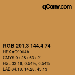 カラーコード: RGB 201.3 144.4 74 | qconv.com