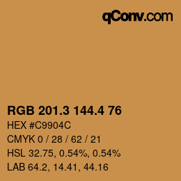 カラーコード: RGB 201.3 144.4 76 | qconv.com