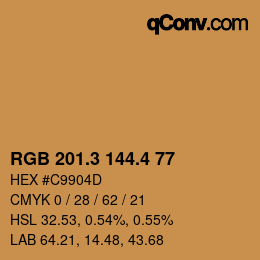 カラーコード: RGB 201.3 144.4 77 | qconv.com