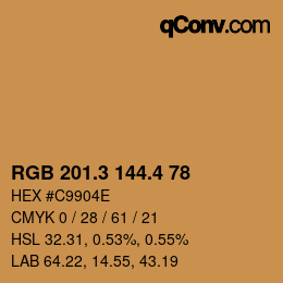 カラーコード: RGB 201.3 144.4 78 | qconv.com