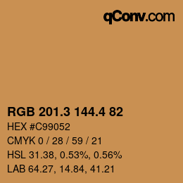 カラーコード: RGB 201.3 144.4 82 | qconv.com