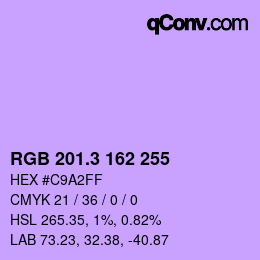 カラーコード: RGB 201.3 162 255 | qconv.com