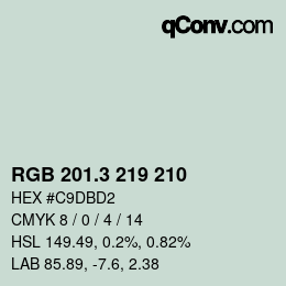 カラーコード: RGB 201.3 219 210 | qconv.com