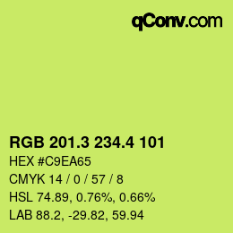 カラーコード: RGB 201.3 234.4 101 | qconv.com
