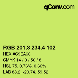 カラーコード: RGB 201.3 234.4 102 | qconv.com
