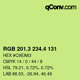 カラーコード: RGB 201.3 234.4 131 | qconv.com