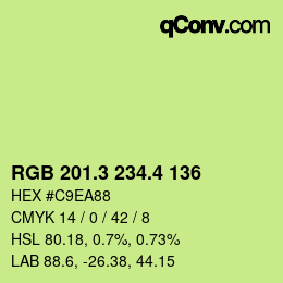 カラーコード: RGB 201.3 234.4 136 | qconv.com