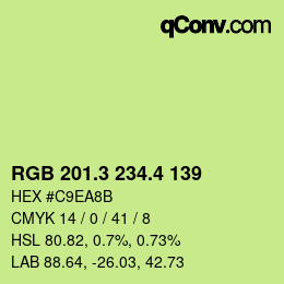 カラーコード: RGB 201.3 234.4 139 | qconv.com