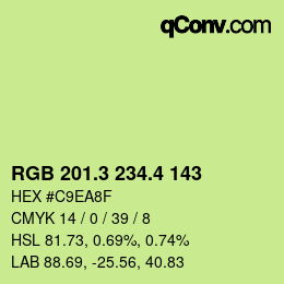 カラーコード: RGB 201.3 234.4 143 | qconv.com