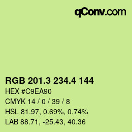 カラーコード: RGB 201.3 234.4 144 | qconv.com