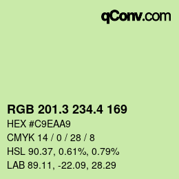 カラーコード: RGB 201.3 234.4 169 | qconv.com