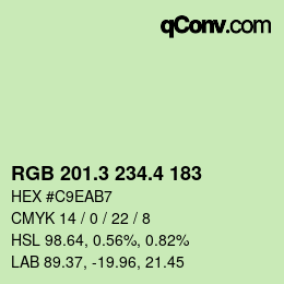 カラーコード: RGB 201.3 234.4 183 | qconv.com