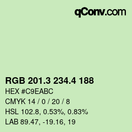 カラーコード: RGB 201.3 234.4 188 | qconv.com