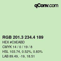 カラーコード: RGB 201.3 234.4 189 | qconv.com