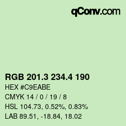 カラーコード: RGB 201.3 234.4 190 | qconv.com