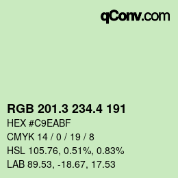 カラーコード: RGB 201.3 234.4 191 | qconv.com