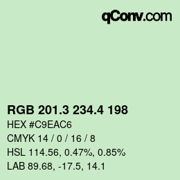 カラーコード: RGB 201.3 234.4 198 | qconv.com
