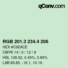 カラーコード: RGB 201.3 234.4 206 | qconv.com