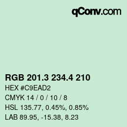 カラーコード: RGB 201.3 234.4 210 | qconv.com