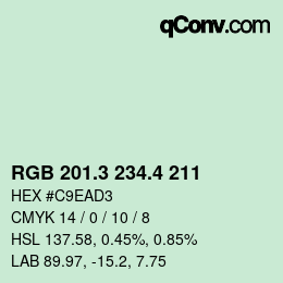 カラーコード: RGB 201.3 234.4 211 | qconv.com