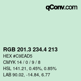 カラーコード: RGB 201.3 234.4 213 | qconv.com