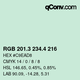 カラーコード: RGB 201.3 234.4 216 | qconv.com
