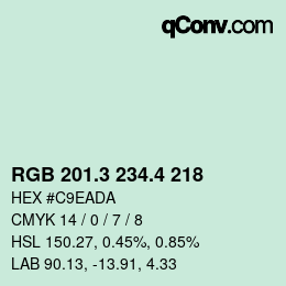 カラーコード: RGB 201.3 234.4 218 | qconv.com