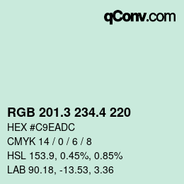 カラーコード: RGB 201.3 234.4 220 | qconv.com