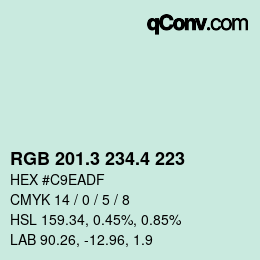 カラーコード: RGB 201.3 234.4 223 | qconv.com